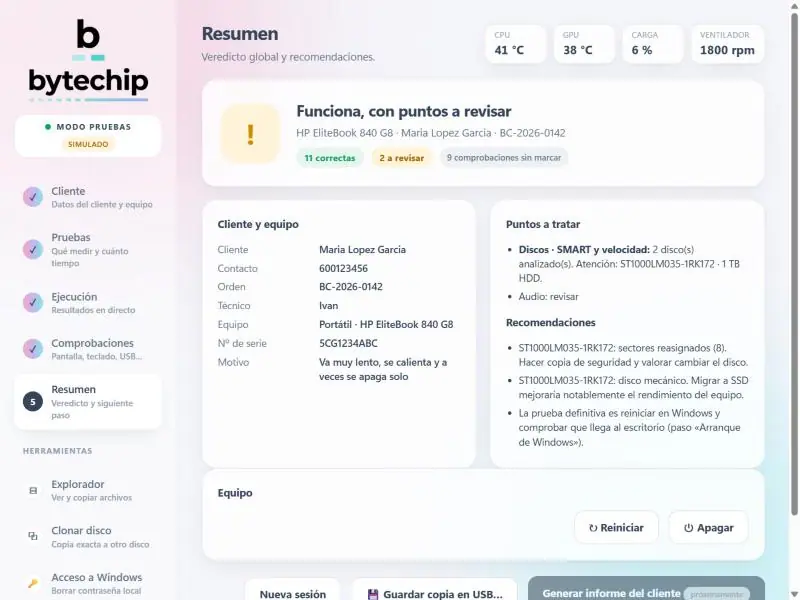 Resumen con veredicto y recomendaciones