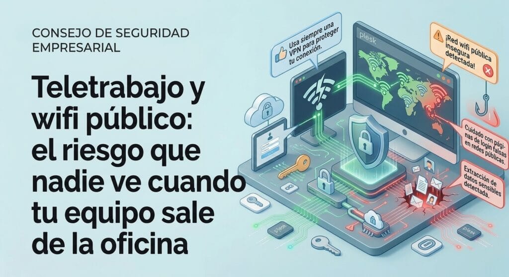 Teletrabajo y wifi público: el riesgo que nadie ve cuando tu equipo sale de la oficina